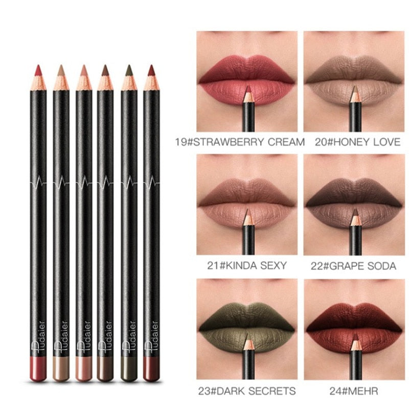 6 or 12Pcs/Set Waterproof Pencil Lipstick Set