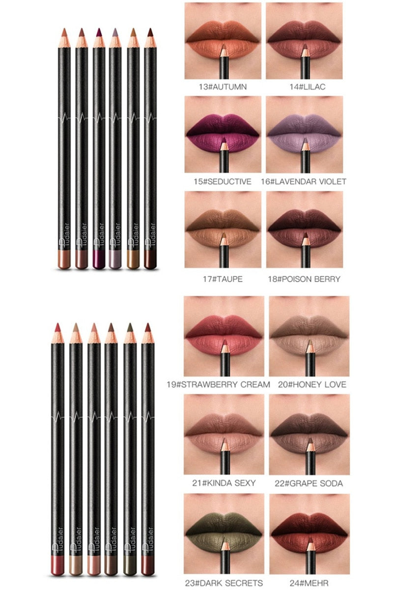 6 or 12Pcs/Set Waterproof Pencil Lipstick Set