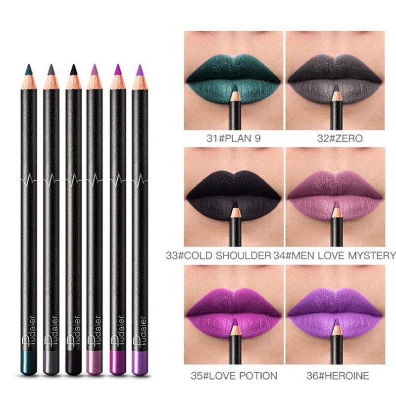 6 or 12Pcs/Set Waterproof Pencil Lipstick Set