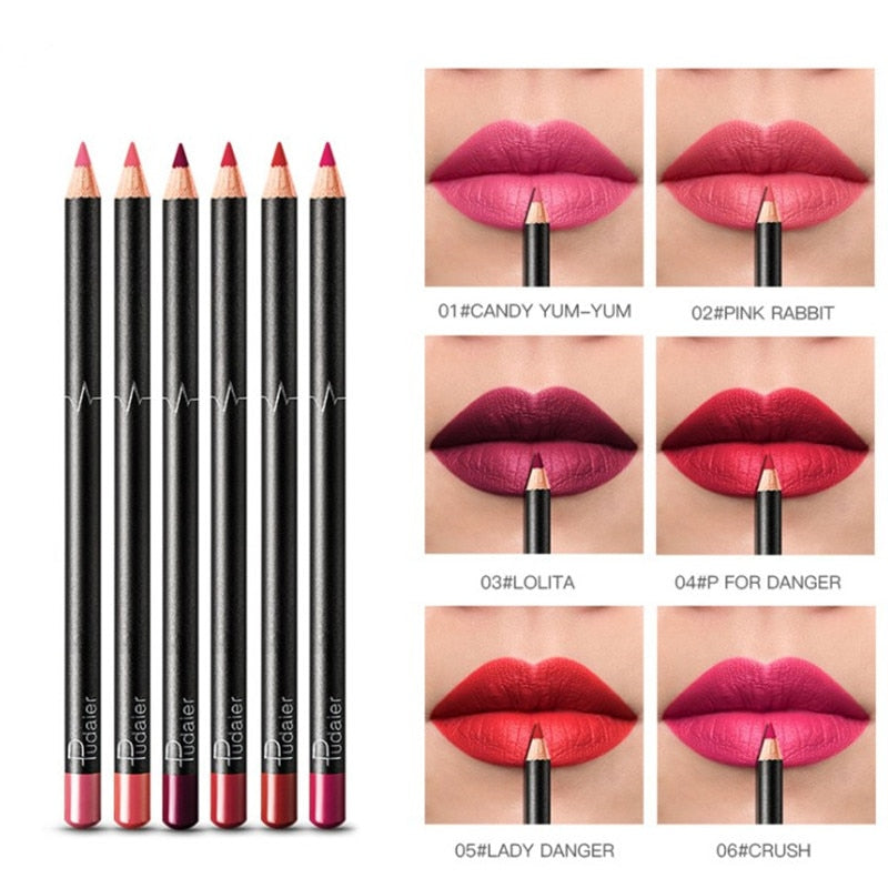 6 or 12Pcs/Set Waterproof Pencil Lipstick Set