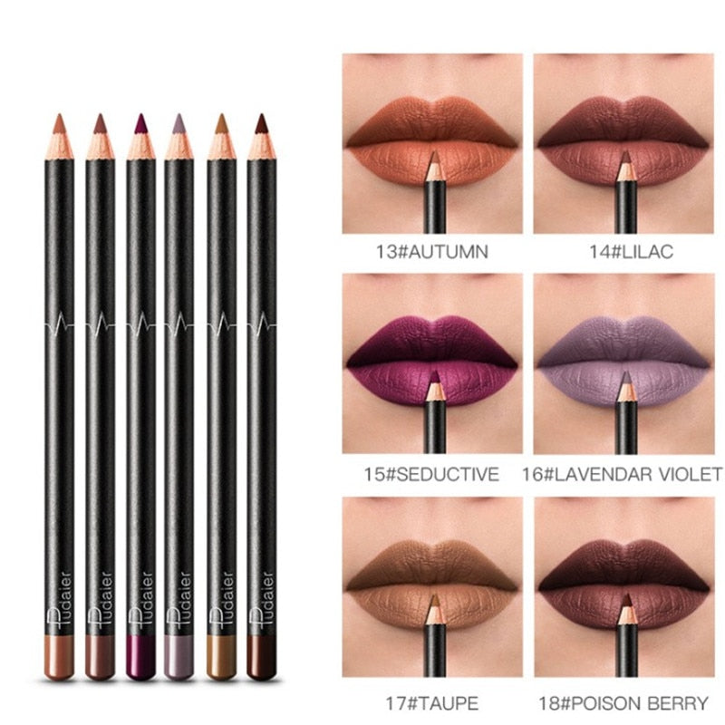 6 or 12Pcs/Set Waterproof Pencil Lipstick Set