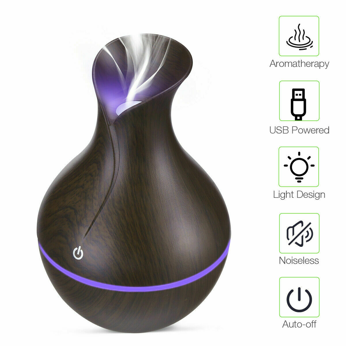 Ultrasonic Humidifier Oil Diffuser Air Purifier Aromatherapy with LED Lights